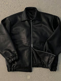 Wiaofellas  -  Male Turn Down Collar PU Leather Jackets High Street Solid Color Zipper Men's Clothing Coats Niche Design Spring