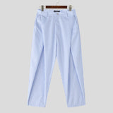 WIAOFELLAS  -  Men Pants Striped Button Joggers Oversize Casual Trousers Men Pleated Streetwear Fashion Leisure Long Pants S-5XL