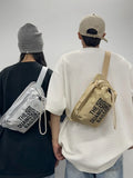 WIAOFELLAS  -  Crossbody bag niche design chest bag men ins drawstring shoulder bag cycling mobile phone bag waist bag