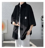 WIAOFELLAS  -  Fashion Men's Solid Color Pocket Design Short Sleeves Blouse Trendy Single-breasted Lapel Casual Shirts Male Summer