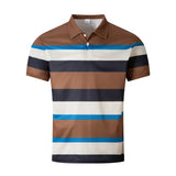 WIAOFELLAS  -  New Summer Men's Striped Polo Shirts Fashion Lapel Button Short Sleeve Sports Polos Classics Business Casual Tops Male Tees