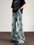 WIAOFELLAS  -  Autumn Retro Distressed Tie-dye Jeans Men‘s Handsome Loose Casual High Street Wide Leg Pants Men Trousers Male