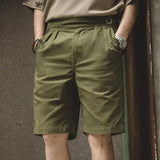 WIAOFELLAS  -  Summer Vintage Gurkha Shorts Men High Waist Buckle Knee Length Naples Work Pants Casual 100% Cotton High Quality Shorts For Male