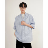 WIAOFELLAS  -  Summer Men's Oversized Short-Sleeve Shirt – Loose Fit Casual Tee, Light Blue/Deep Blue (M-5XL) Young Pullover
