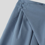 Wiaofellas  -  Men's Wide Leg Pants Solid Color Button Casual Irregular Trousers For Man Streetwear Baggy Leisure Pantalones Pants