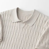 WIAOFELLAS  -  Summer New Men's Polo Shirt Versatile Simple Jacquard Stripe Splicing Color Tees Shirts Half Sleeve Knitted Men Sweater