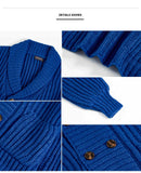 WIAOFELLAS  -  Vintage Coarse Wool Knit Jacket Winter Thicken Double-breasted Long Sleeve Cardigan Tops High Quality Loose Luxury sweater Coat