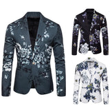 WIAOFELLAS  -  Mens Floral Print Blazer Jacket Men Korean Trend Streetwear Hip Hop Casual Suit Male Slim Fit Blazers Masculino Homme Coat