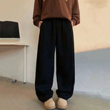 WIAOFELLAS  -  Korean Style Men's Casual Pants Drawstring Solid Color Pocket Three-dimensional Line Elastic Waist Male Trousers