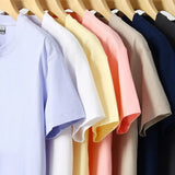 WIAOFELLAS  -  Men's Short Sleeve T Shirt Cool Solona Solid Color Ice Silk White T Summer Basic Heavy 230g