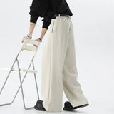 WIAOFELLAS  -  Beige Suit Pants Men Oversized Fashion Society Mens Black Dress Pants Korean Loose Wide Leg Pants Mens Office Formal Trousers