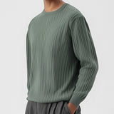 WIAOFELLAS  -  Casual Long Sleeve O Neck Knit Sweater Mens T Shirt Autumn Winter Fashionable Solid Color Jumpers For Men Daily Leisure Sweaters
