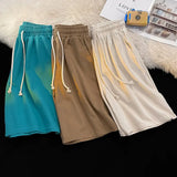 WIAOFELLAS  -  Summer Shorts Classic Solid Colour Thin Seaside Beach Pants Leisure Sports Straight Five Pants Elastic Waist Drawstring Shorts