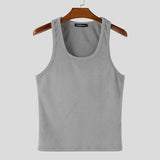 WIAOFELLAS  -  Men Tank Tops Solid Color O-neck Sleeveless Plush Casual Male Vests Streetwear Fleece Summer Fashion Men Clothing 2026