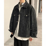 Wiaofellas  -  Retro Trendy Brand Zebra Print Denim for Men Loose Casual Handsome Single-breasted High Street Personality Jackets