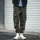 Wiaofellas  -  Retro Japanese Washed Trousers for Men Loose Fit Casual Pants Youth Pure Color Slimming Small Footwear Workwear Trousers