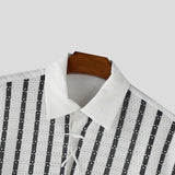 WIAOFELLAS  -  Men Shirt Lace Patchwork Pleated Lapel Short Sleeve Lace Up Men Clothing Summer Loose Streetwear Casual Male Shirts 2025