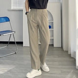 Wiaofellas  -  Male Trousers Office Wide Business Tailoring Straight Men's Casual Pants Plus Size Aesthetic Hot Low Price Stylish Regular Fit