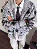 Wiaofellas  -  Casual Zipper Stand Collar Mens Sweatercoats Autumn Winter Vintage Knitted Cardigans For Men Fashion Geometric Sweater Jackets