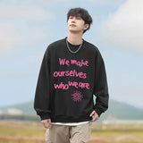 Wiaofellas  -  Brand Letter Print Sweatshirts Man O Neck Autumn Winter New Casual Sweatshirts for Couples Baggy Retro Streetwear