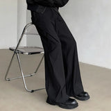 WIAOFELLAS  -  Fashion Men's Solid Color Flare Blazer Pants Summer New Trendy High Waist Wide Leg Trousers Male