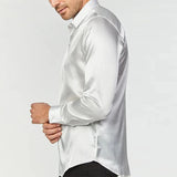 Wiaofellas  -  Nightclub Fashion Solid Color Shirts Men Vintage Button Turn-down Collar Loose Shirt For Mens Clothes Long Sleeve Cardigan Tops