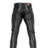 Wiaofellas  -  Men Punk Faux Leather Pants Slim Fit Ankle‑Tied Biker Motorcycle Trousers Zipper Long Pants Nightclub Streetwear Casual Trousers