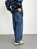 Wiaofellas  -  Japan fashion Bamboo Joint Retro Distressed Cleanfit Casual Loose Basic Simple Narrow Feet Tapered Jeans