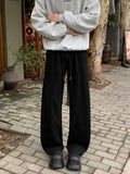 WIAOFELLAS  -  Autumn Casual Trousers Men's Loose Fit Sweatpants Wide Leg Straight Pants Black Solid Colour Seasonal Pants for Men D432
