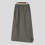 WIAOFELLAS  -  Men Irregular Pants Solid Color Joggers Elastic Waist Joggers Wide Leg Trousers Skirts Streetwear Loose Long Pants