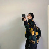 WIAOFELLAS  -  Korean style knitted pullover sweater men's trendy pineapple jacquard round neck top casual loose lazy style men's clothing