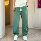 Wiaofellas  -  Fashion Men's Wide Leg Pants Splash-ink Drawstring Long Trousers Colors Graffiti Oversize Clothes Man