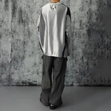 WIAOFELLAS  -  American Hip-Hop Motorcycle Silver Deconstructed Splicing Long-Sleeved T-Shirt Mens Trendy High Street Loose Sports Inner Jersey