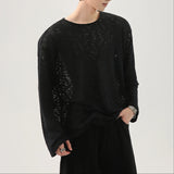 WIAOFELLAS  -  Men T Shirt Solid Color O-neck Long Sleeve Korean Style Male Tee Tops Streetwear Loose Fashion Casual Men Clothing