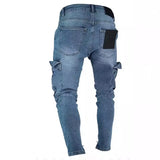 WIAOFELLAS  -  Stretch Men's Jeans Skinny Trousers Denim Pants Slim Fit Ankle Length Streetwear Holes Slight Stretch