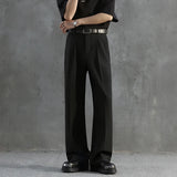 WIAOFELLAS  -  Business Luxury Draped Suit Pants Men Fashion Dress Pants Korean Loose Straight Casual Pants Men's Office Formal Male Trousers
