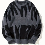 WIAOFELLAS  -  New European and American Style Velvet Thickened Printed Sweater Men in Autumn and Winter