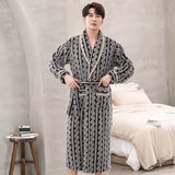 Wiaofellas  -  Men Sleepwear Robe Winter Flannel Thicken Terry Robe Male Long Sleeve Kimono Warm Bathrobe Home Wear Peignoir Men Robe