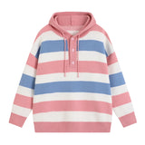 WIAOFELLAS  -  Autumn Winter 2025 Cashmere Sweater O-neck Men's Loose Oversized Knitted Hooded New Korean Casual Men Top Pullovers D465