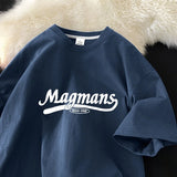 WIAOFELLAS  -  New Summer Cotton Short-sleeved Shirt Men Women Loose Versatile Fashion English Printing Trend Round Neck Half-sleeved Aesthetic