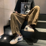 Wiaofellas  -  Loose Straight Leg Casual Pants Men's Autumn Faion Brand INS Trendy Nine Points Loose Wide Leg Pants Harajuku Sle Streetwear