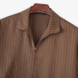 WIAOFELLAS  -  Men Jackets Striped Lapel Long Sleeve Zipper Loose Casual Male Coats Streetwear Fashion Leisure Thin Jackets Men S-5XL
