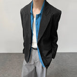 WIAOFELLAS  -  Men Striped Blazer Lapel Long Sleeve Button Casual Male Suit Streetwear Elegant Fashion Thin Coats Men Blazer S-5XL