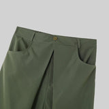 WIAOFELLAS  -  Men Pants Solid Color Button Joggers Loose Pleated Wide Leg Trousers Men Streetwear Fashion Casual Long Pants S-5XL