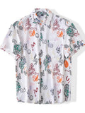 Wiaofellas  -  Hawaii Vacation Style! New American Collar Half Sleeve Floral Shirt Lightweight Breathable Loose Short Sleeve Men Summer Shirt