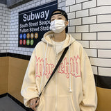 WIAOFELLAS  -  Autumn Goth Letter Foam Print Zip up Hoodies For Men Y2K Streetwear Loose Sweatshirts Female Hip Hop Oversized Hoodie Tracksuit