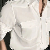 WIAOFELLAS  -  Mens Shirt Business Daily Office-Inspired Workwear Shirt Pocket Design  High-End Casual Slim Fit Long Sleeve Shirt Mens Clothes