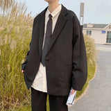 WIAOFELLAS  -  Men Blazers Daily Simple Commuting Style Solid Aesthetic Trendy Comfortable Japanese Basic Chic Outwear Spring Autumn Handsome
