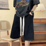 WIAOFELLAS  -  Summer Thin Denim Shorts Men's Hong Kong Style Brand Loose Straight Casual Mid-pants Versatile Wide-leg Five-point Pants Men