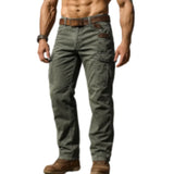 WIAOFELLAS  -  Men's Vintage Patchwork Cargo Pants Military Tactical Trousers with Multi-Pockets Outdoor Hip Hop Streetwear